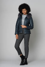 Blue jacket with raccoon fur hood - Image n°2