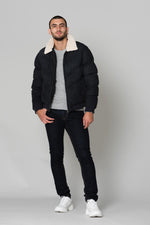 Navy blue leather jacket - Image n°2
