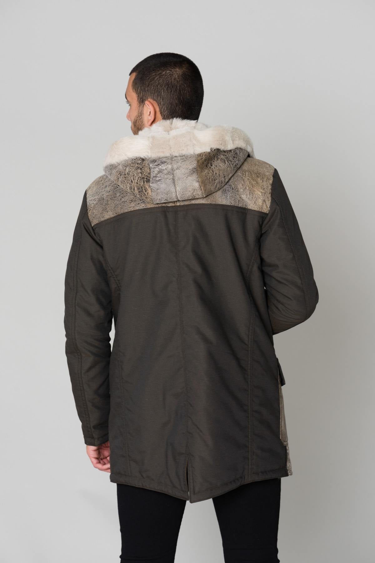Sheepskin and textile parka - Image n°7