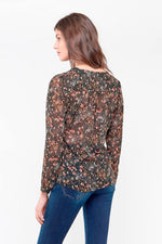 Women's black floral shirt - Image n°3