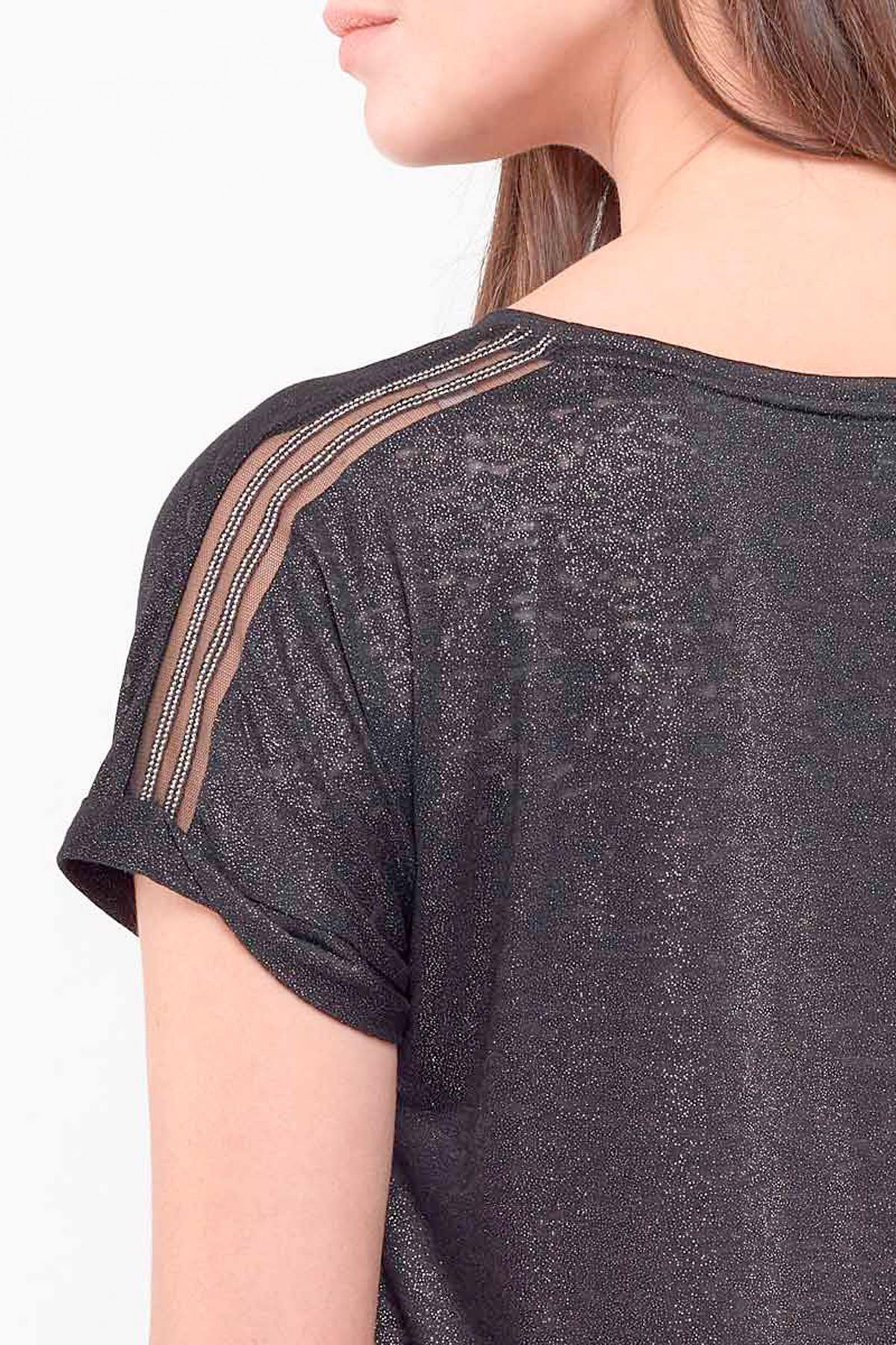 Black V-neck t-shirt - Image n°2