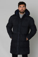 Navy blue lambskin down jacket - Image n°2