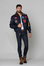 Navy blue jacket with patches - Image n°2