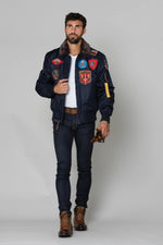 Navy blue jacket with patches - Image n°5