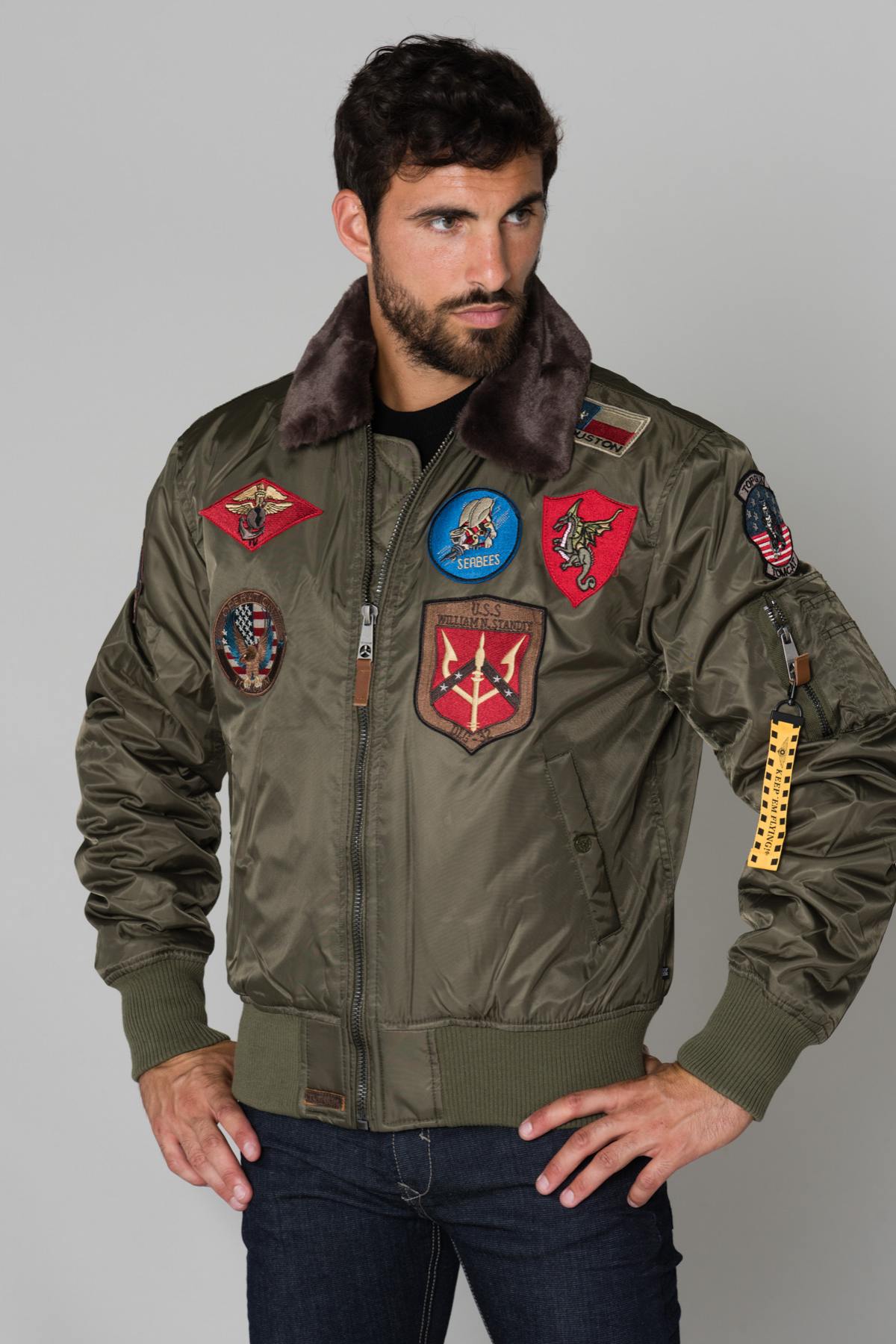 Men's jacket with patches - Image n°3