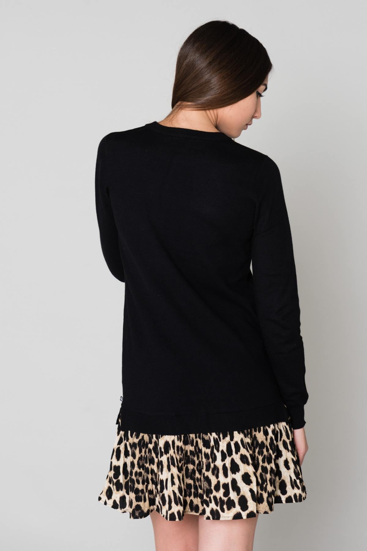 Black dress with leopard print on the bottom - Image n°5