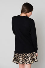 Black dress with leopard print on the bottom - Image n°5