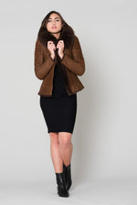 Brown sheepskin leather jacket - Image n°2