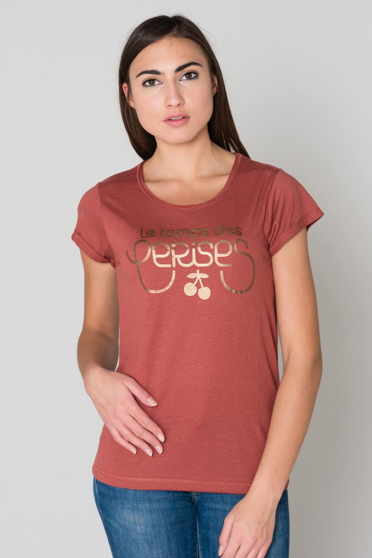 Red short-sleeved T-shirt - Image n°1