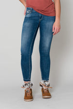 Blue jeans with 7/8 raw edge - Image n°6