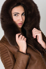 Brown sheepskin leather jacket - Image n°5