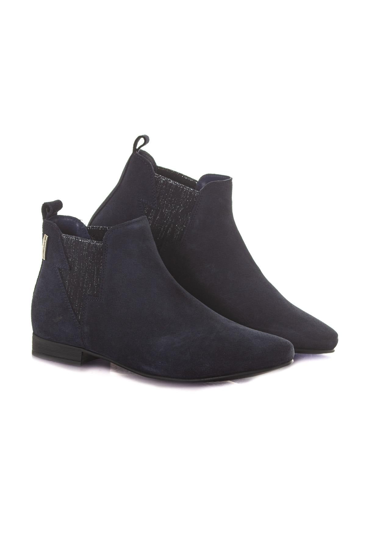 Navy blue leather boots - Image n°3
