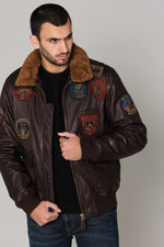 Brown aviator with patches - Image n°1