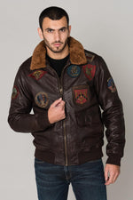 Brown aviator with patches - Image n°4