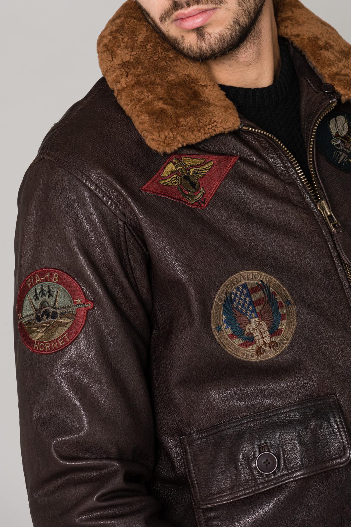 Brown aviator with patches - Image n°7