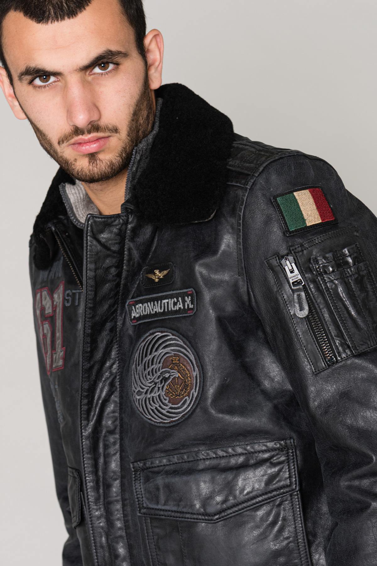 Dark gray aviator with patches - Image n°3