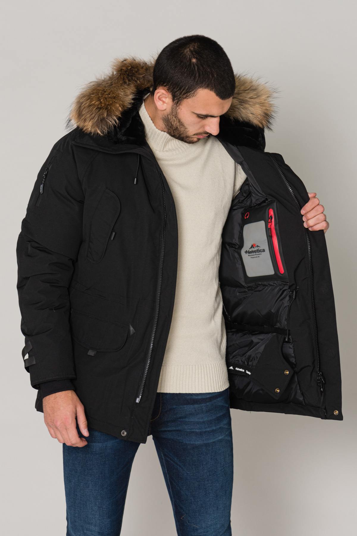 Men's black jacket with hood - Image n°7