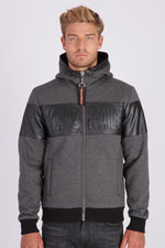 Gray dual-material zipped sweatshirt - Image n°1