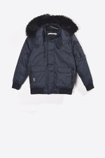 Boys' warm navy blue hooded jacket - Image n°5