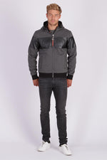 Gray dual-material zipped sweatshirt - Image n°2