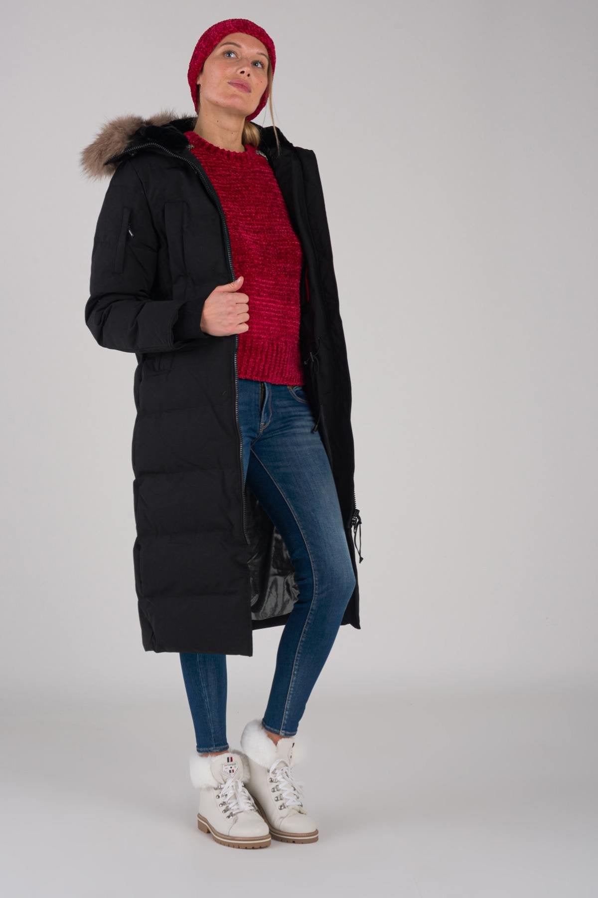 Women's long black jacket - Image n°1