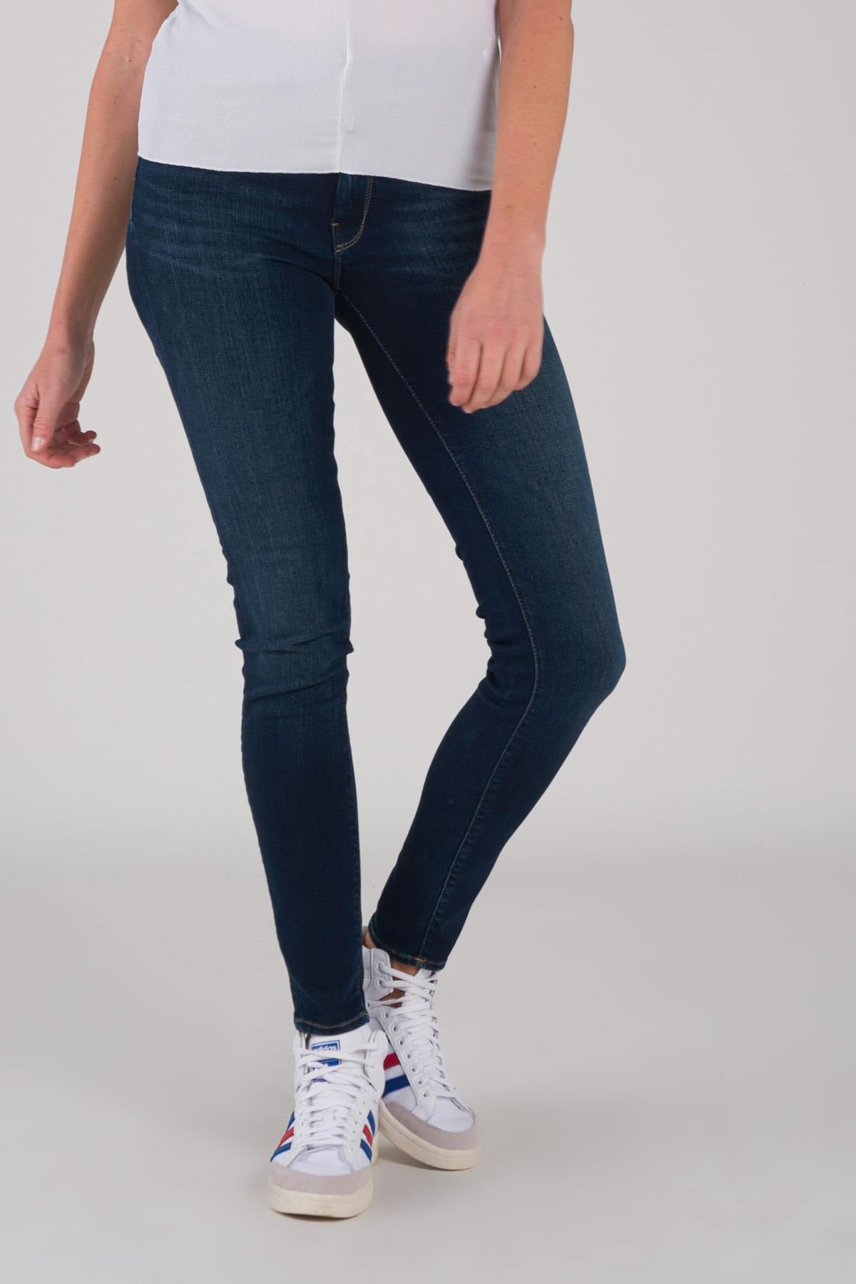 High-waisted raw blue slim jeans - Image n°3