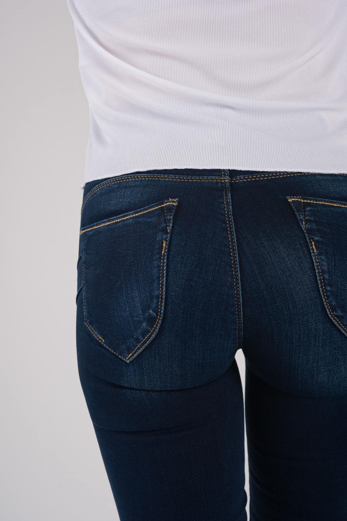 High-waisted raw blue slim jeans - Image n°5