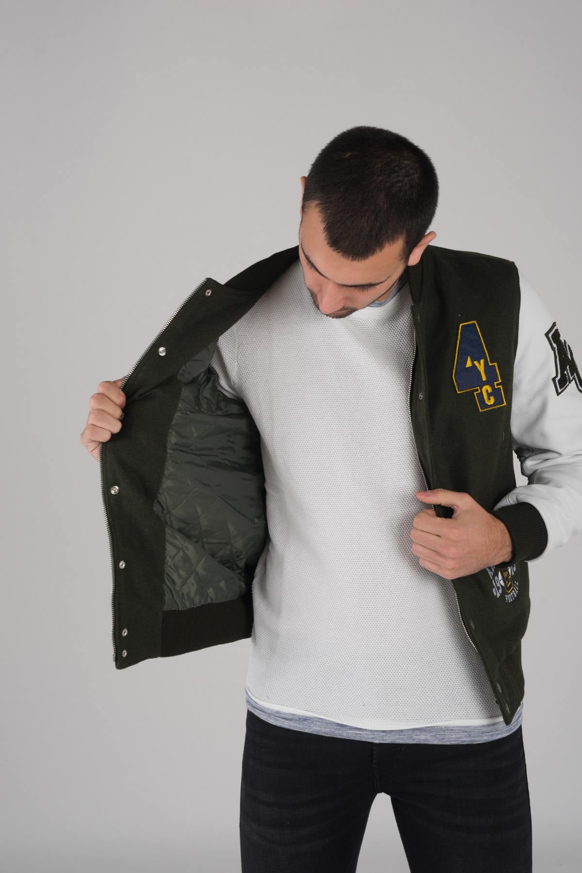 Khaki and white American teddy jacket - Image n°7