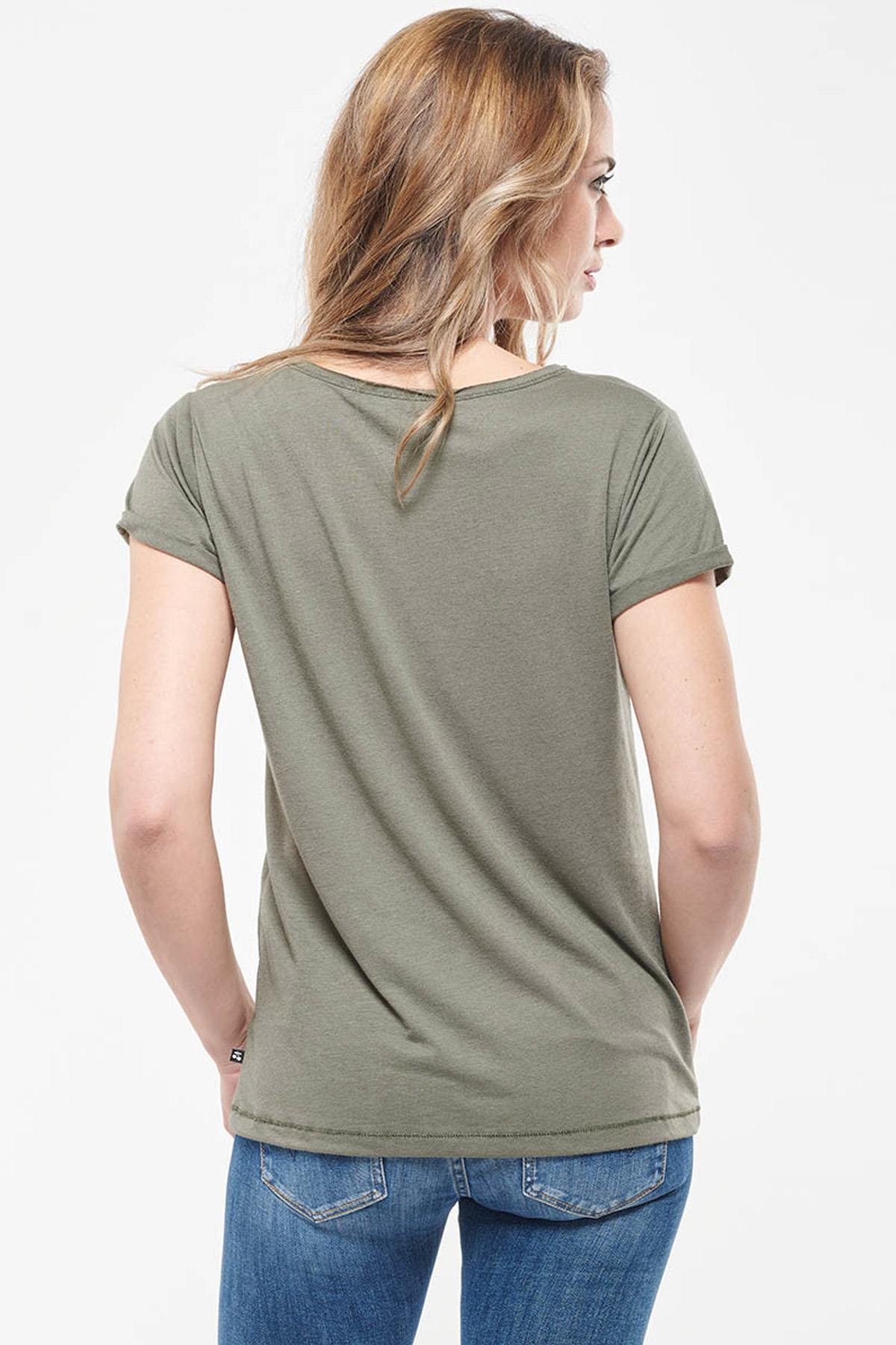 Plain khaki linen t-shirt - Image n°2