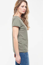 Plain khaki linen t-shirt - Image n°3