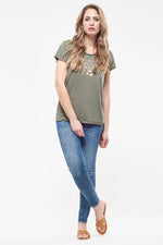 Plain khaki linen t-shirt - Image n°4