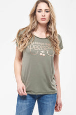 Plain khaki linen t-shirt - Image n°1