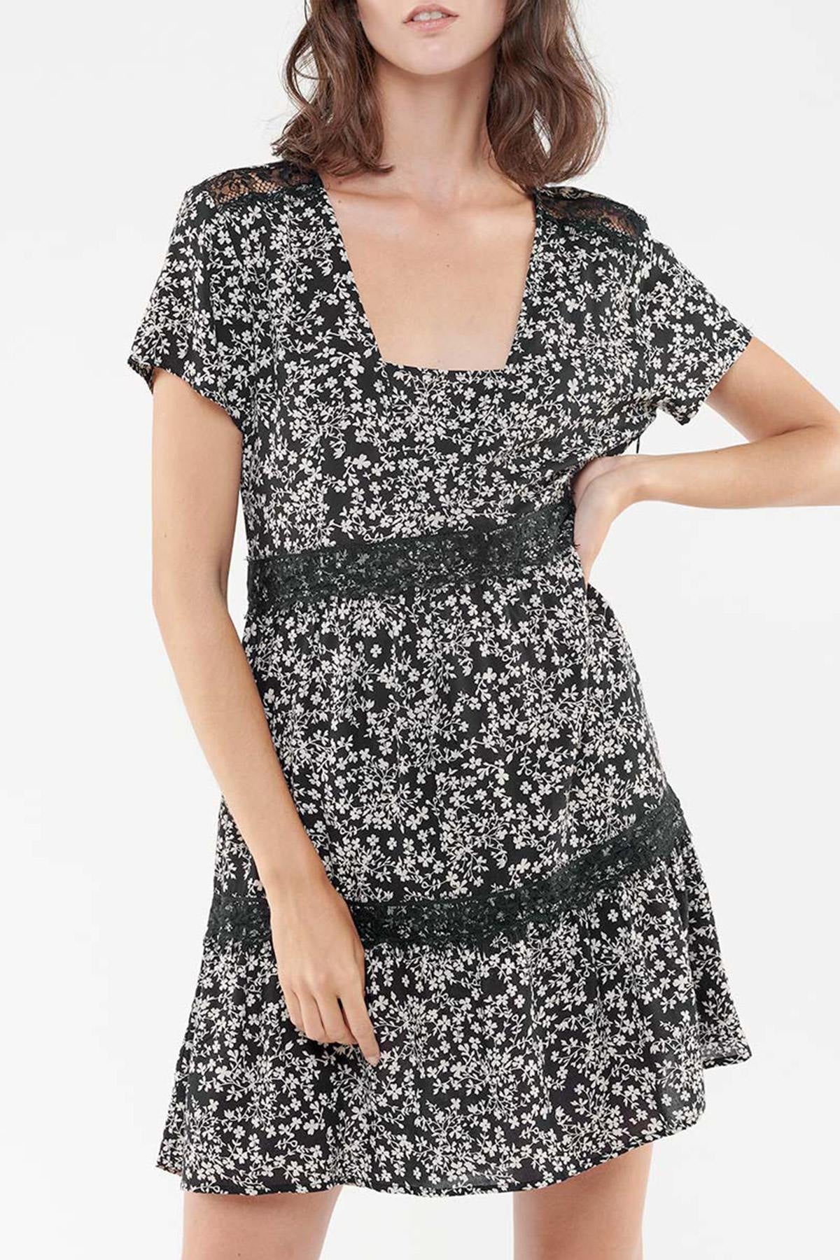 Short black patterned dress - Image n°5