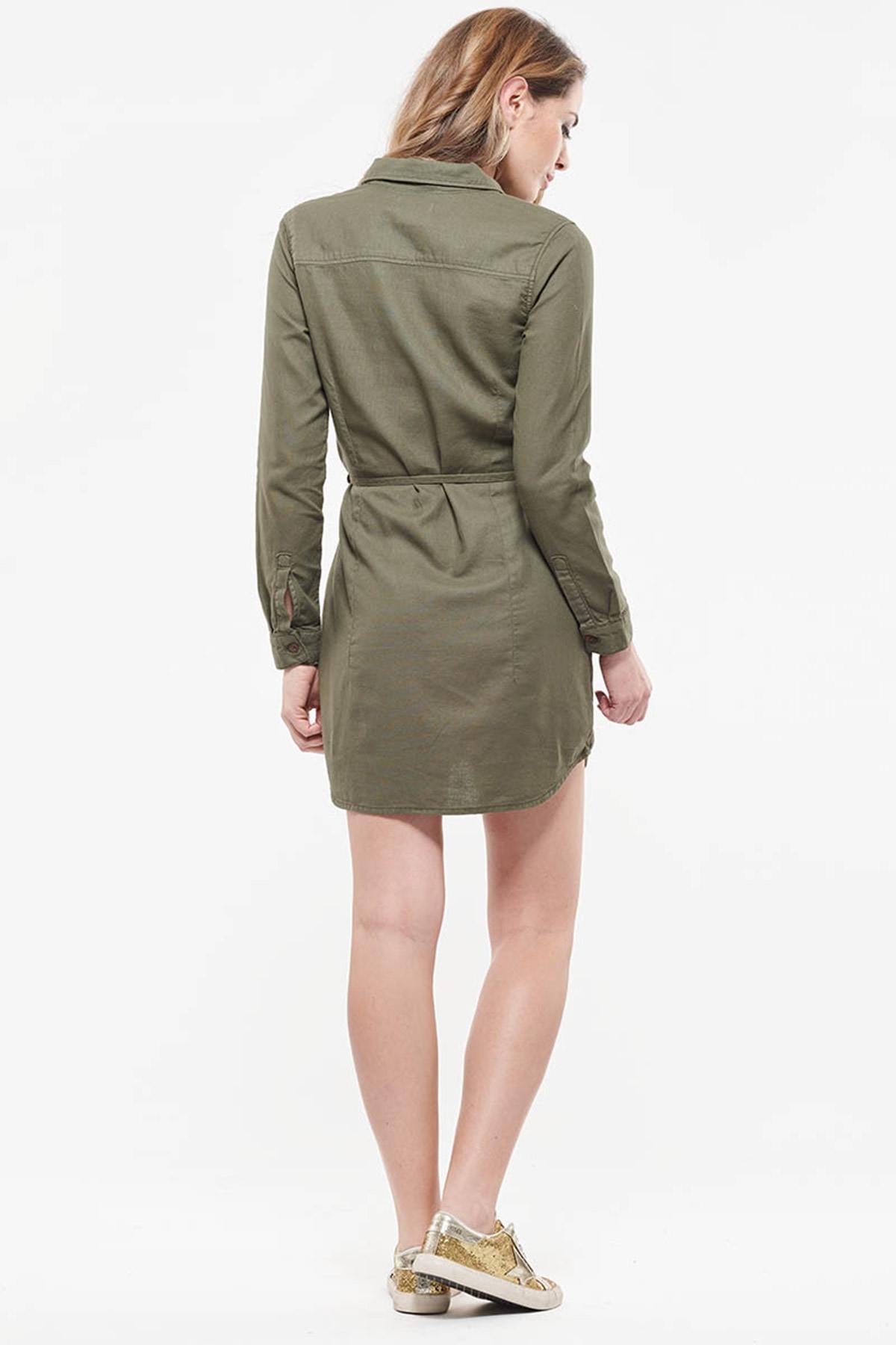 Khaki military look summer dress - Image n°4