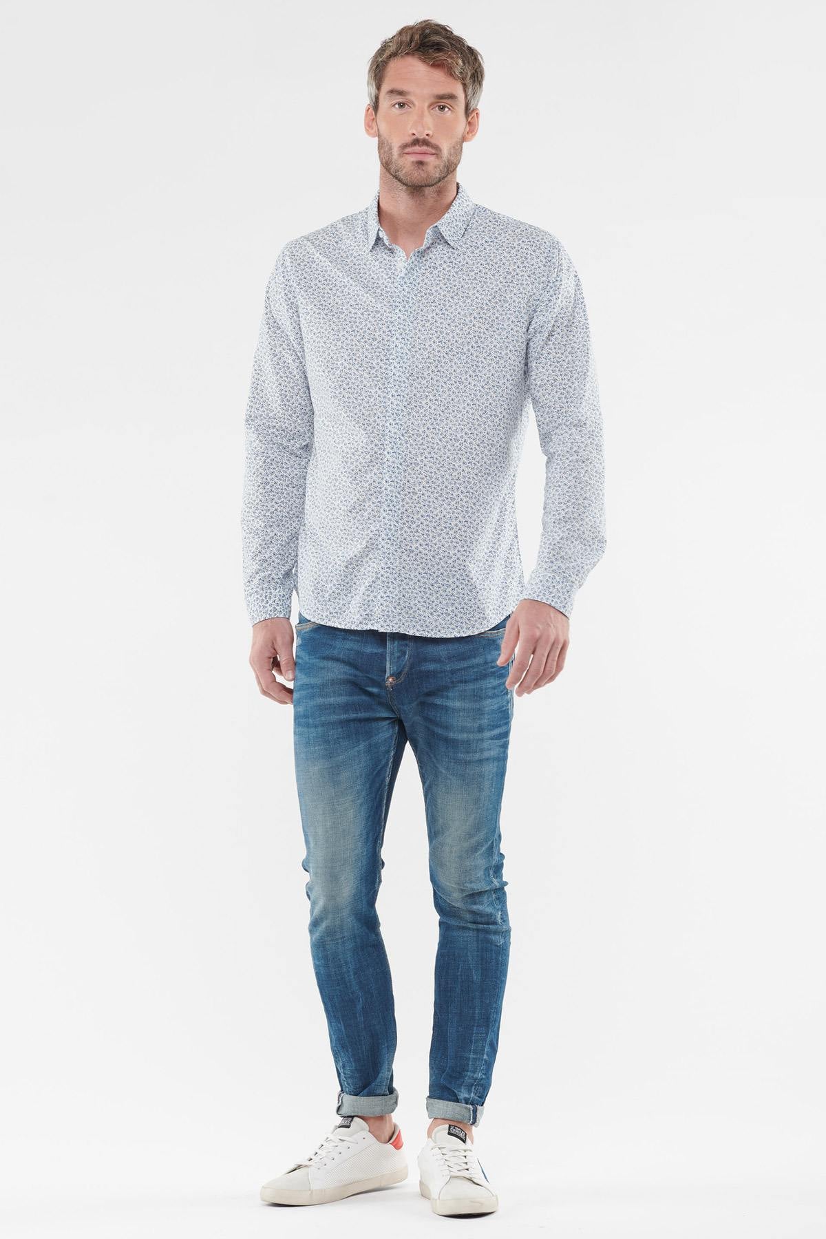 White men's shirt with patterns - Image n°4