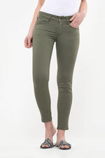 Khaki-colored slim 3/4 jeans - Image n°4
