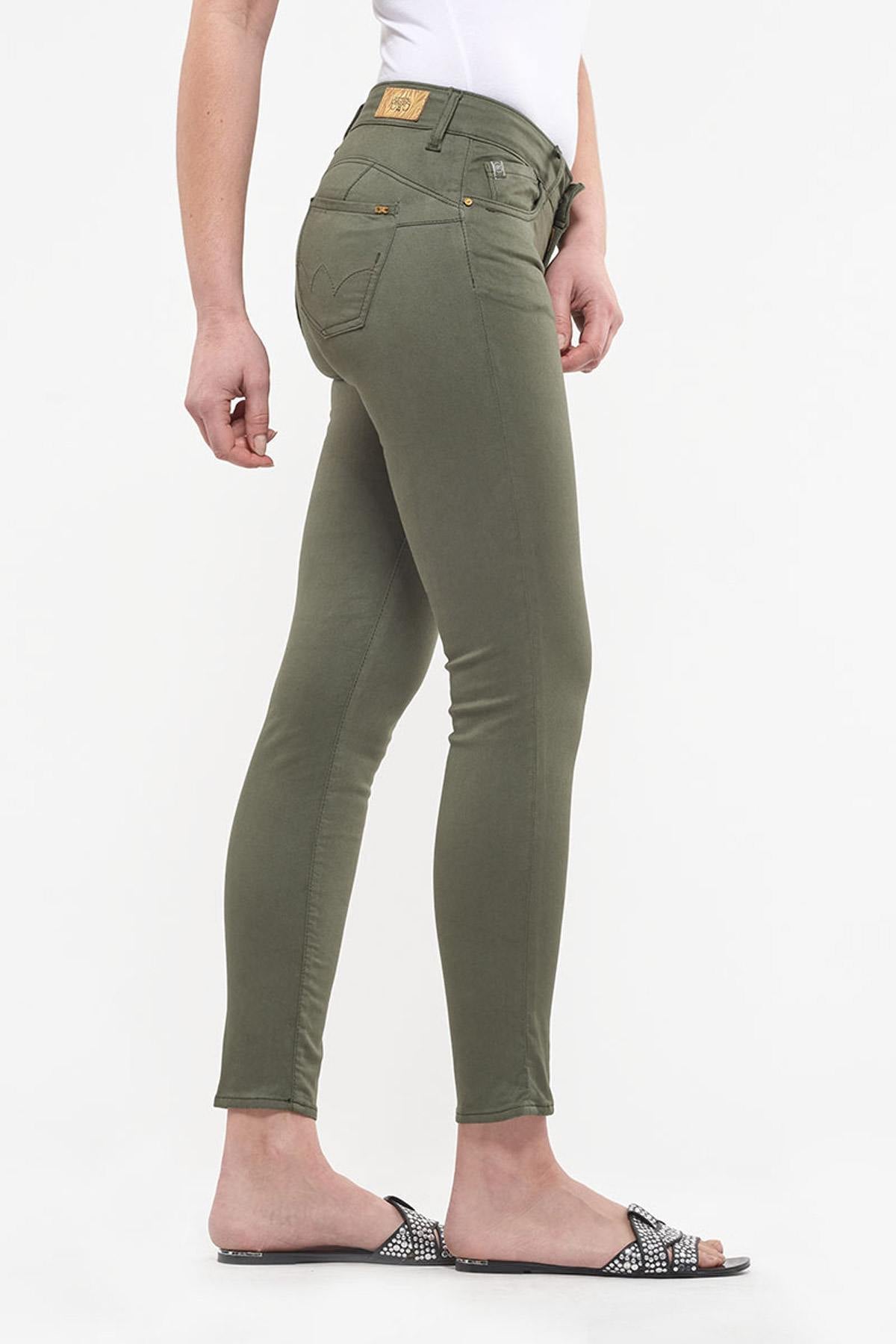 Khaki-colored slim 3/4 jeans - Image n°5