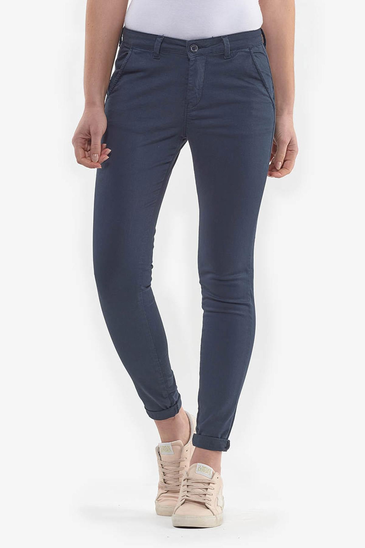 Dark blue women's chinos - Image n°3