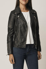 Black quilted perfecto for women - Image n°1