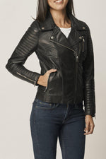 Black quilted perfecto for women - Image n°2