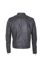 Distressed black leather quilted jacket - Image n°3