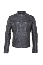 Distressed black leather quilted jacket - Image n°2