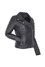 Black quilted perfecto for women - Image n°3