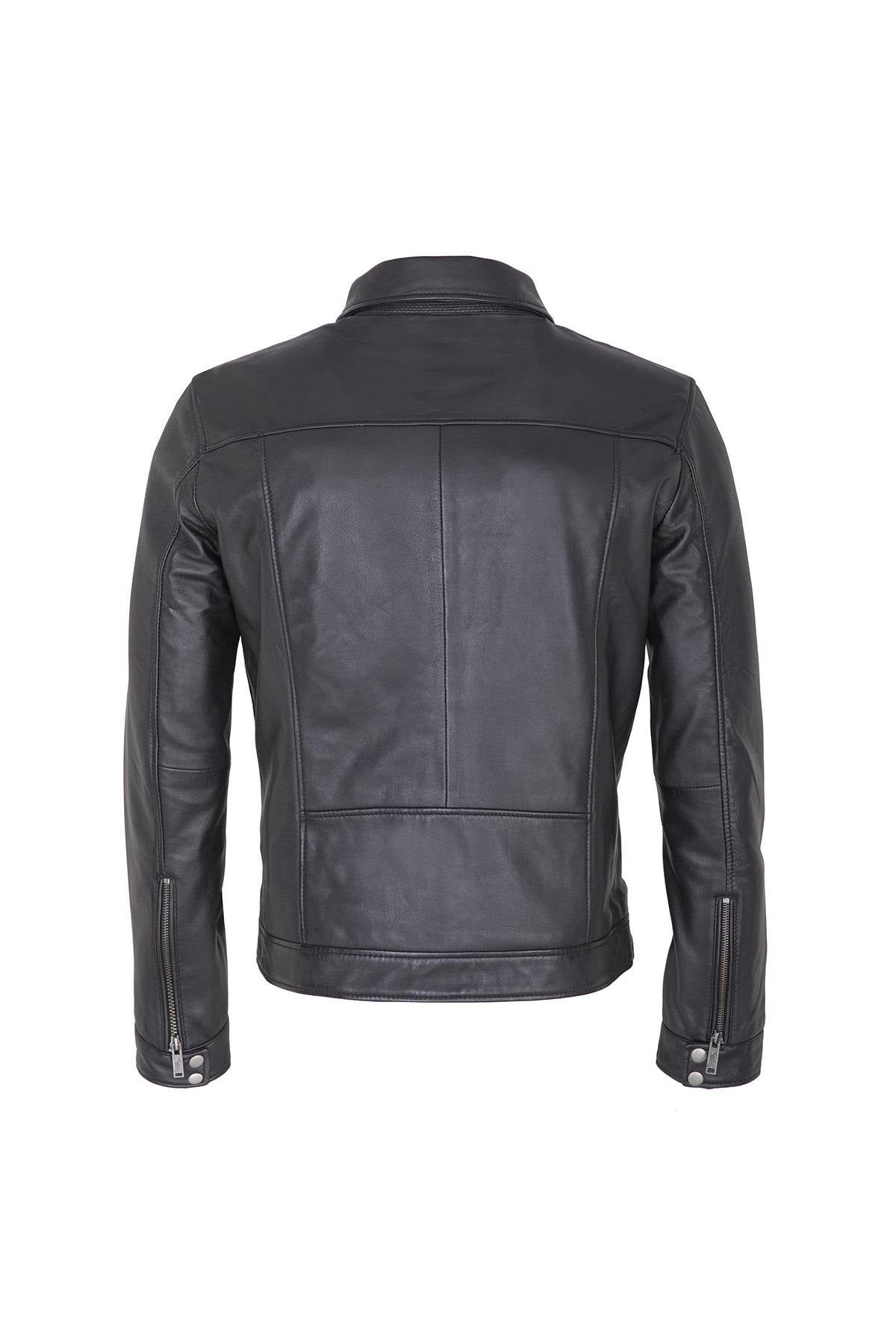 Men's black shirt collar jacket - Image n°3