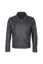 Men's black shirt collar jacket - Image n°1