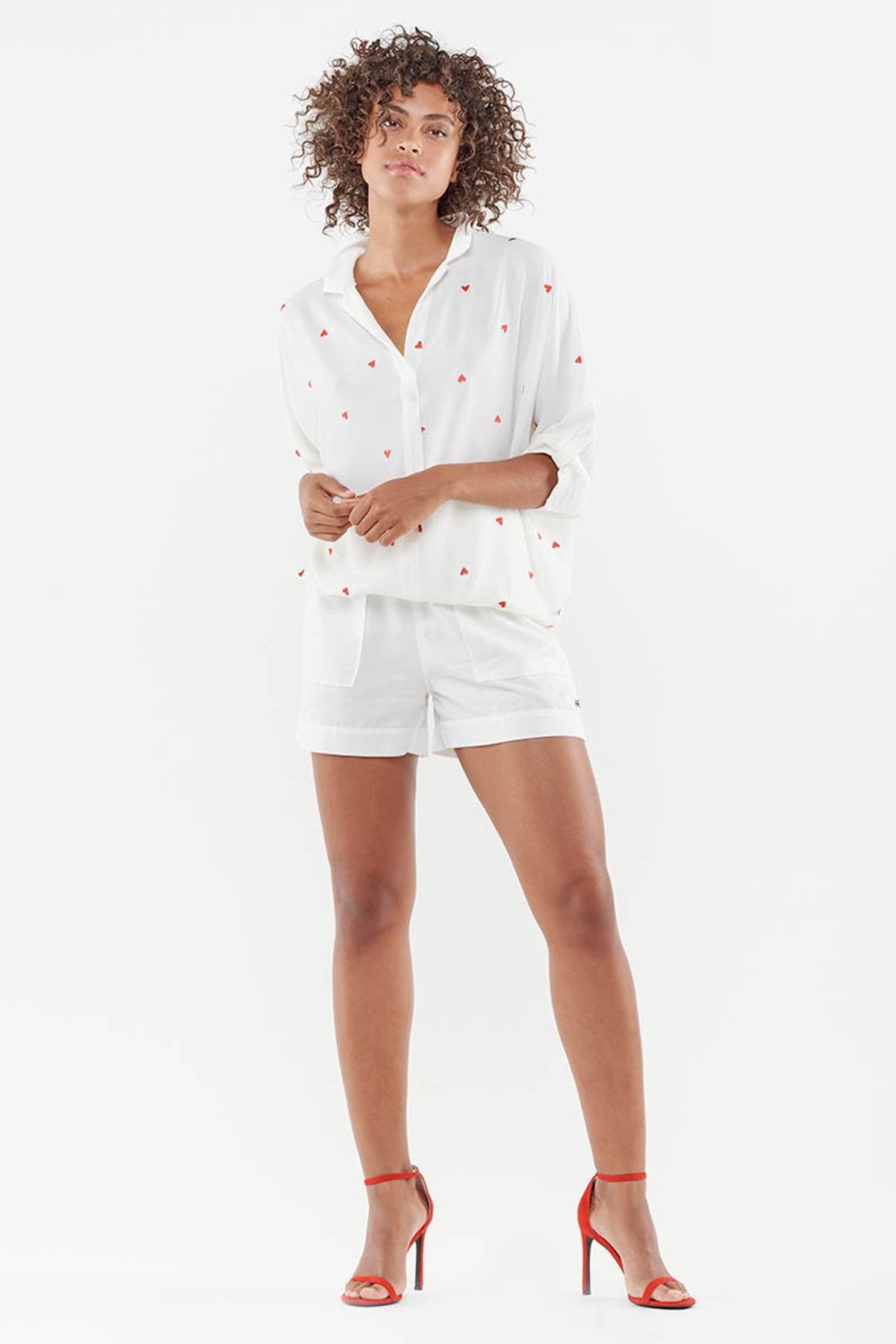 Off-white heart-embroidered blouse - Image n°5