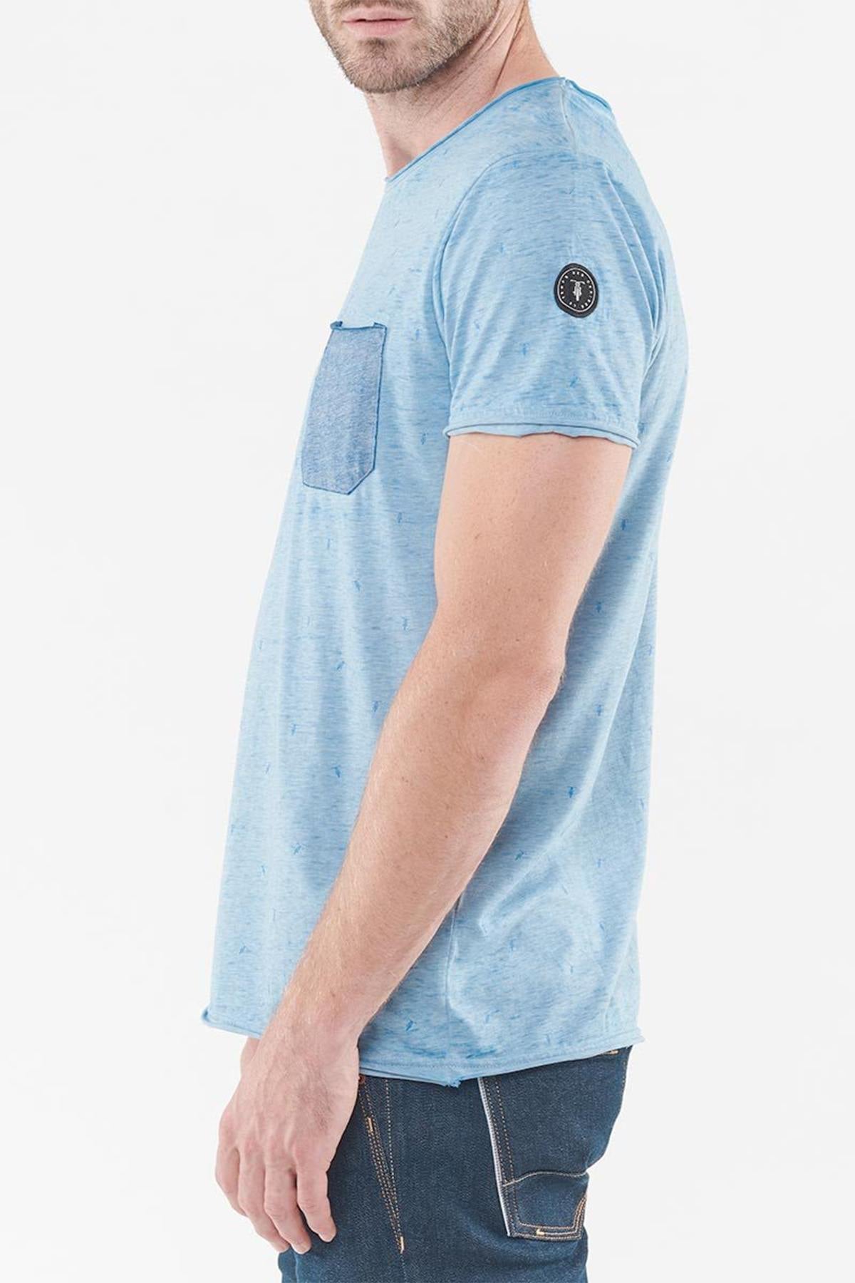 Men's blue t-shirt with chest pocket - Image n°4