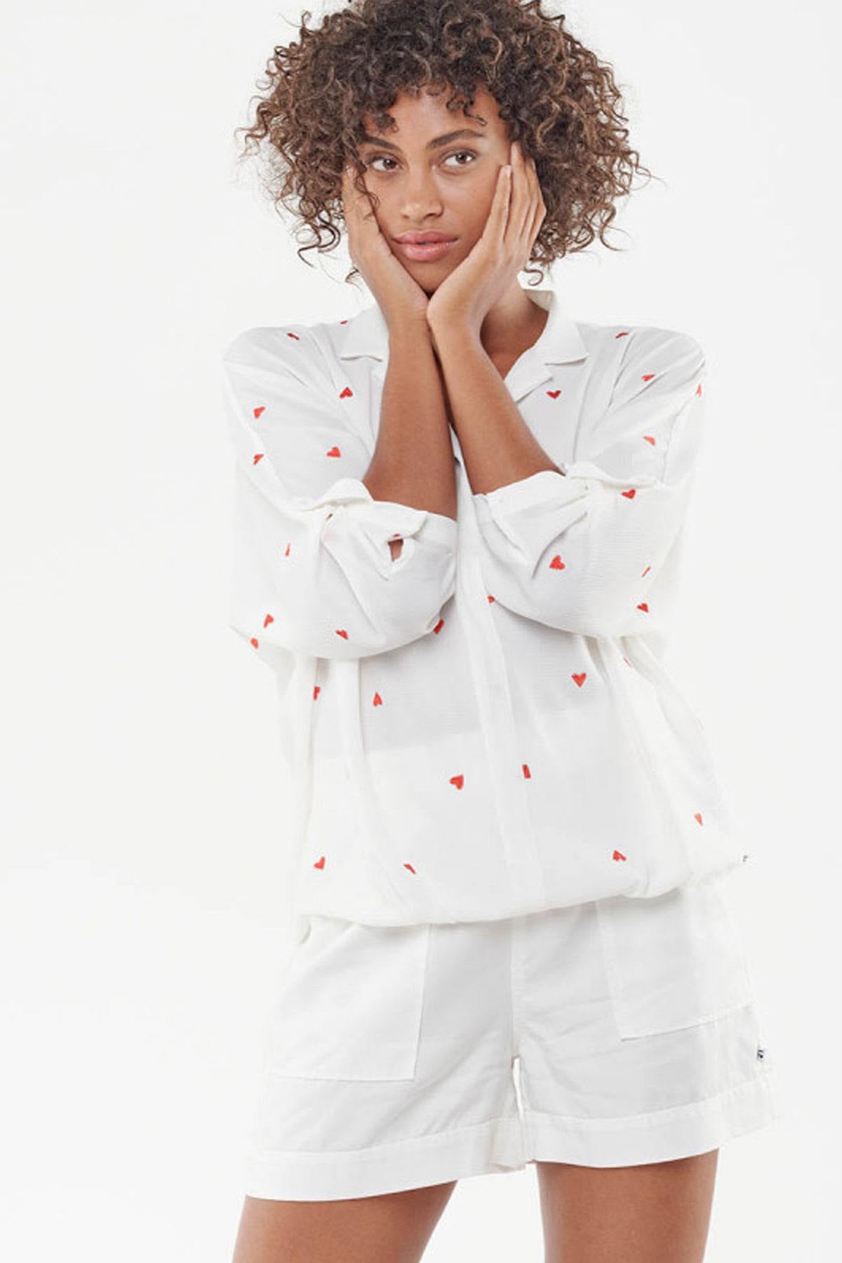 Off-white heart-embroidered blouse - Image n°4