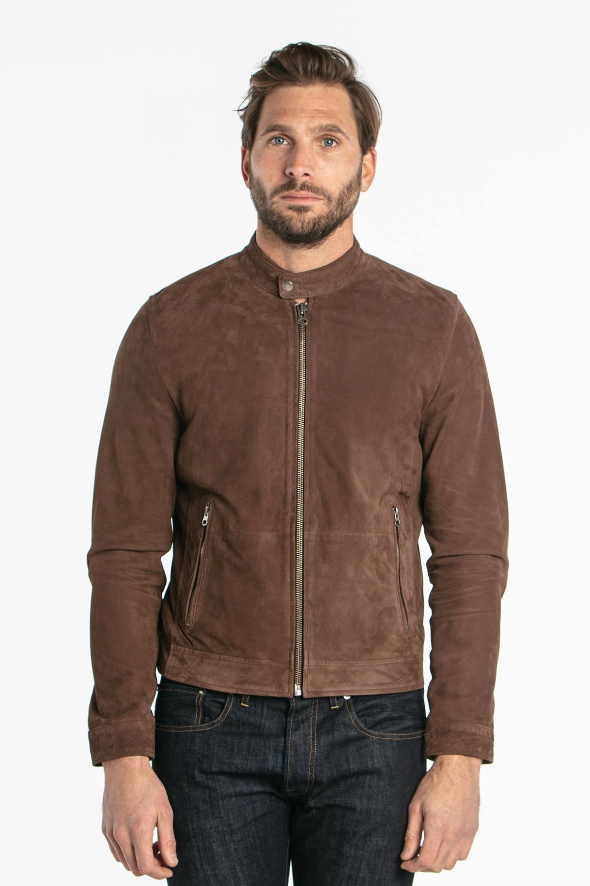Brown suede leather jacket - Image n°4