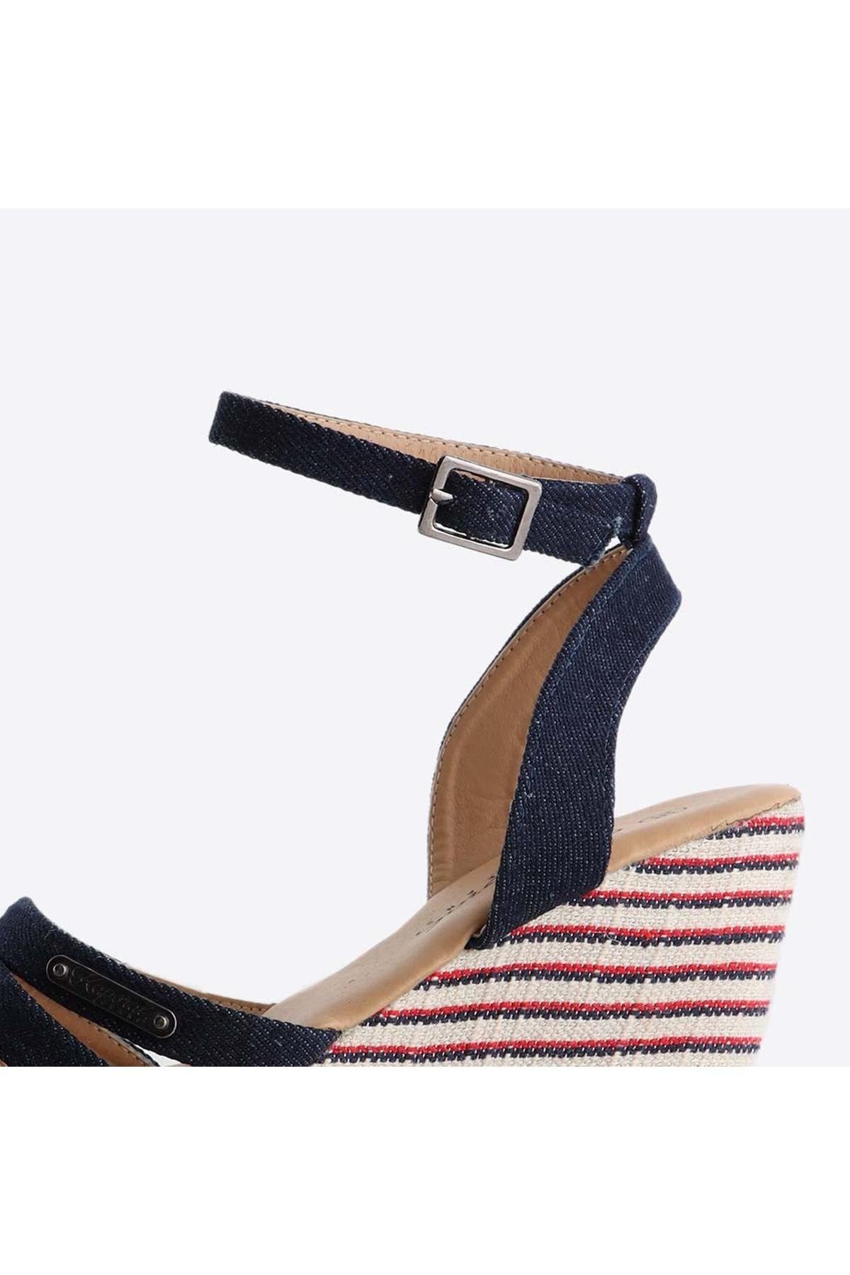 Blue denim wedge sandals - Image n°5